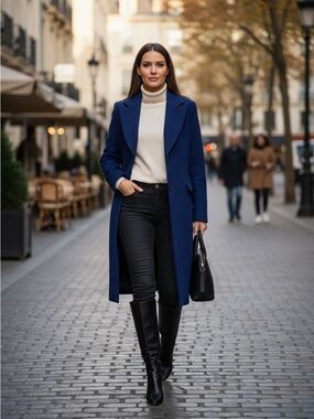 Banana Republic Navy Tailored Structured Long Coat XS